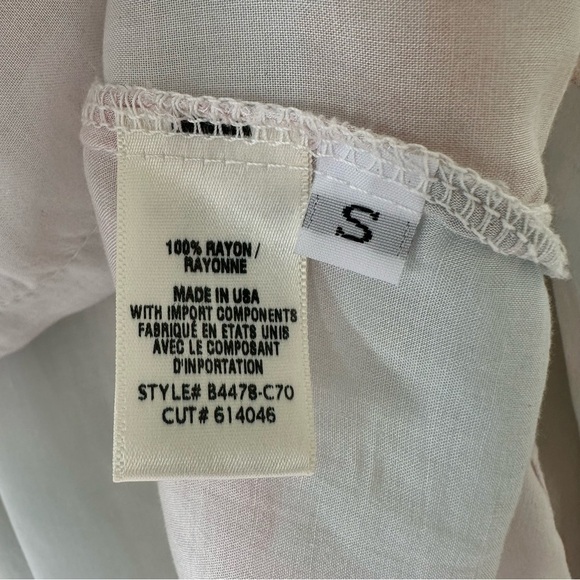 BELLA Dahl Long Sleeve Full Button Down Hipster Shirt Peach Fresco Block Print - Picture 15 of 16